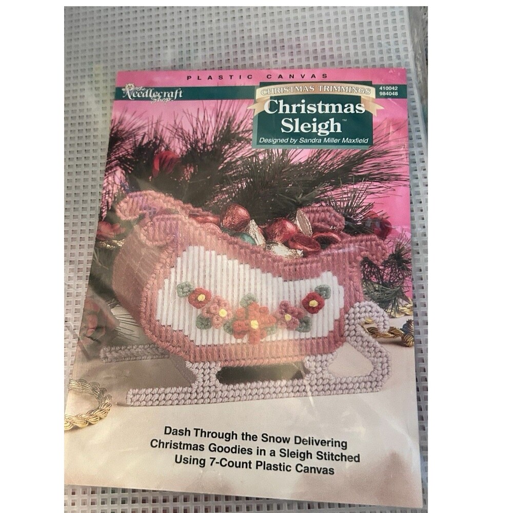 The Needle Craft Shop Plastic Canvas Christmas Sleigh Kit - NOS